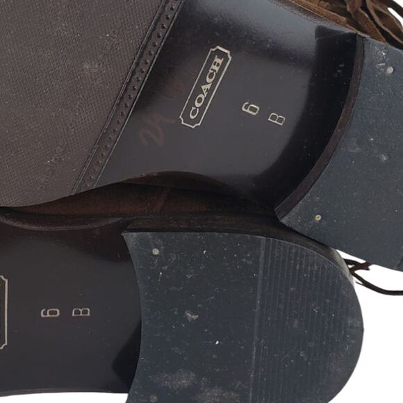 COACH ARIANNA DARK BROWN SUEDE LEATHER FRINGE BOOTS SIZE 6B GREAT CONDITION - Picture 7 of 8